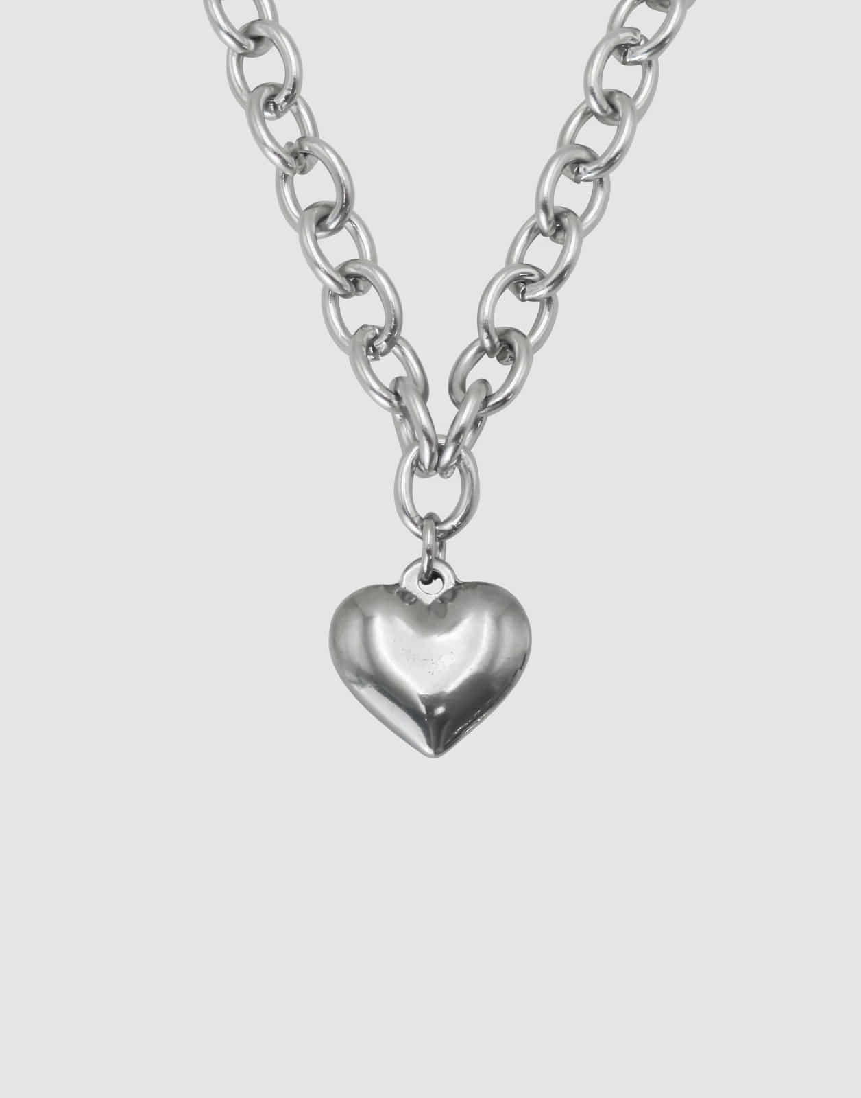 BOLD HEART SS NECKLACE - 포콤마