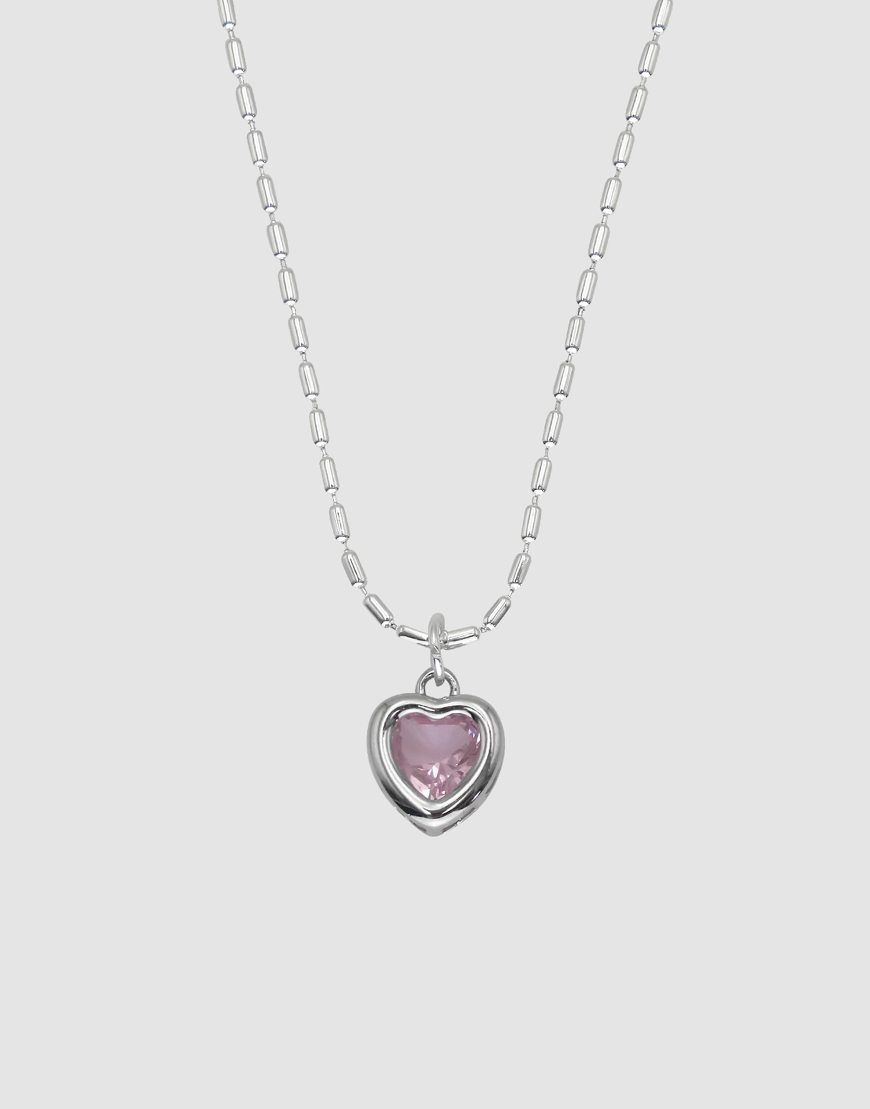 PINK CUBIC HEART BR NECKLACE - 포콤마