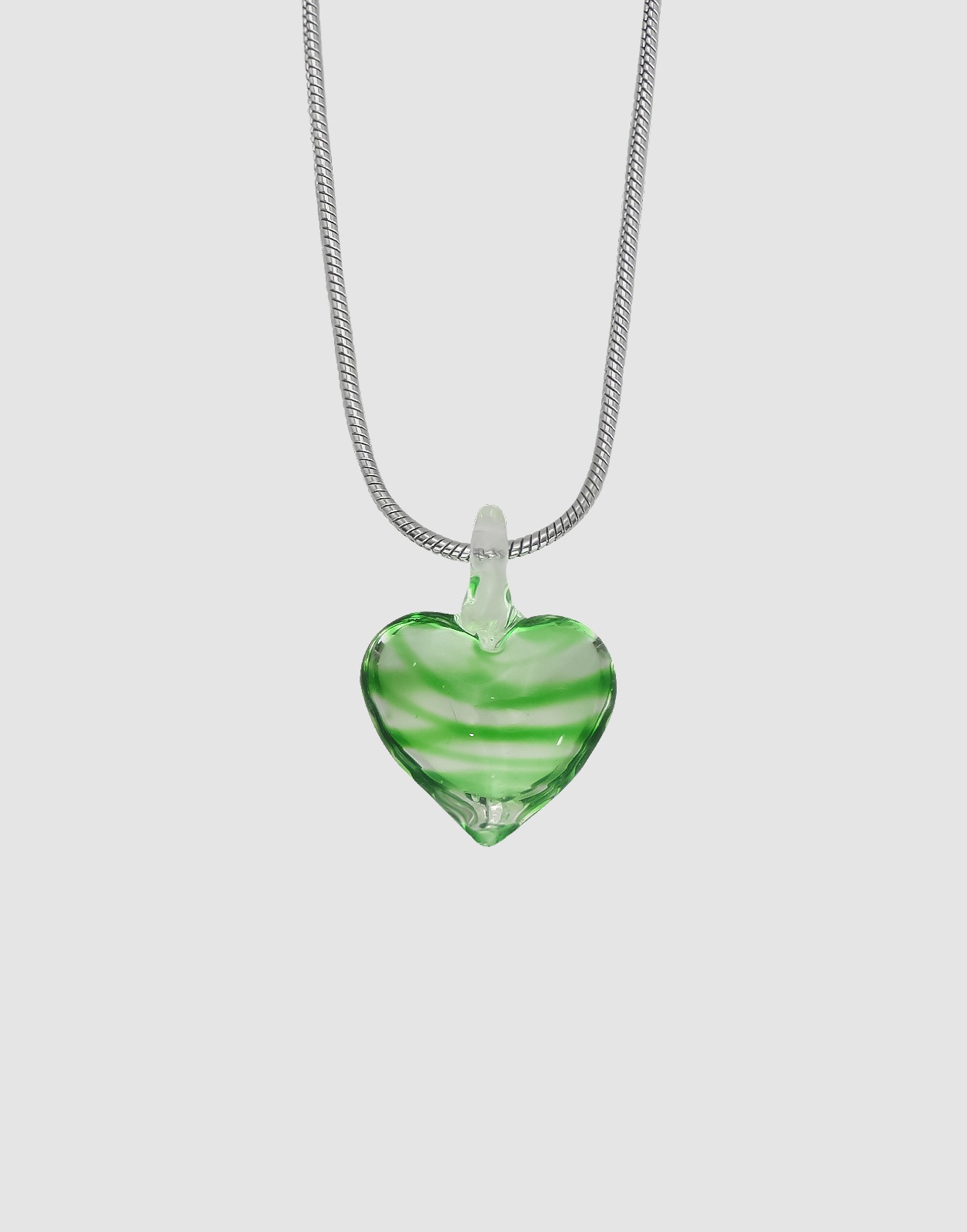 GREEN CANDY HEART SS NECKLACE - 포콤마