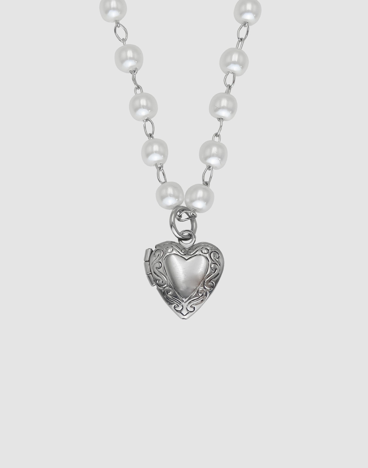 PEARL OPEN HEART SS NECKLACE - 포콤마